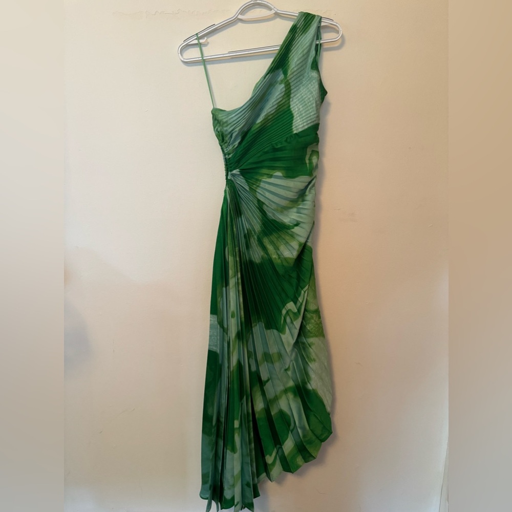 Bobbles and Lace Asymmetrical One Shoulder Pleated Dress Size Small